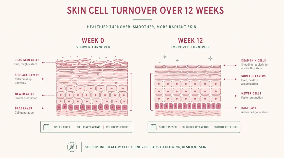 Simple before-and-after skin texture illustration showing rough skin on the left and smoother skin on the right after retinol use